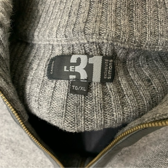 SIMONS Le 31 Gray Minimalist Contemporary Cotton Knit Zipper Sweater Hi Neck XL - Picture 7 of 11